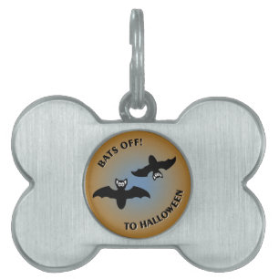 Halloween Bats Orange Blue Pet Tag