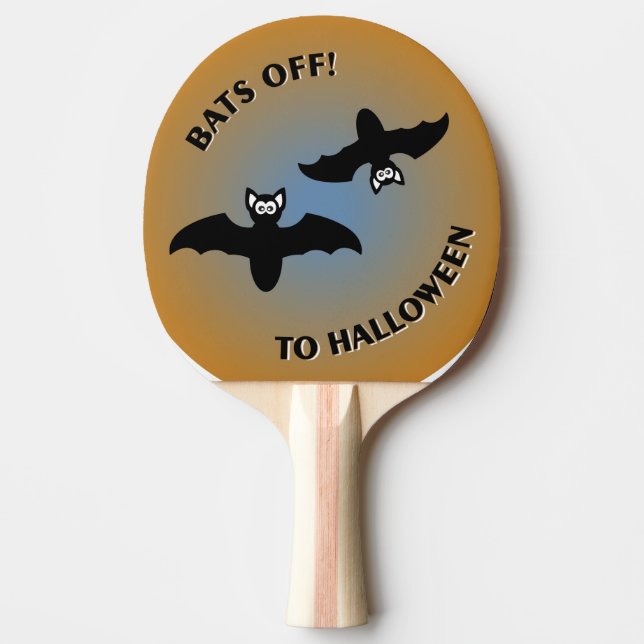 Halloween Bats Orange Blue Ping-Pong Paddle (Front)