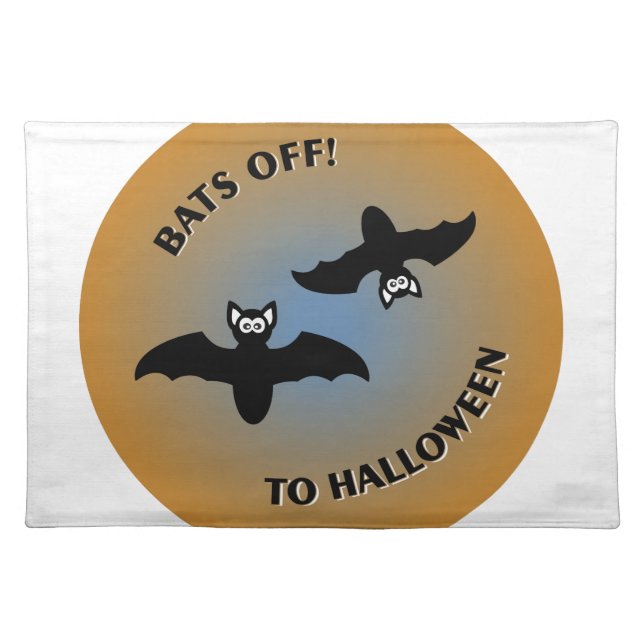Halloween Bats Orange Blue Placemat (Front)