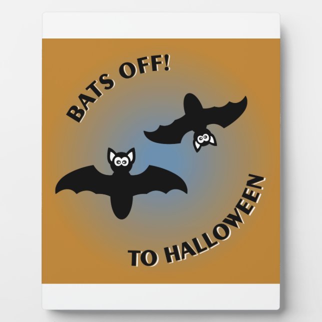 Halloween Bats Orange Blue Plaque (Front)