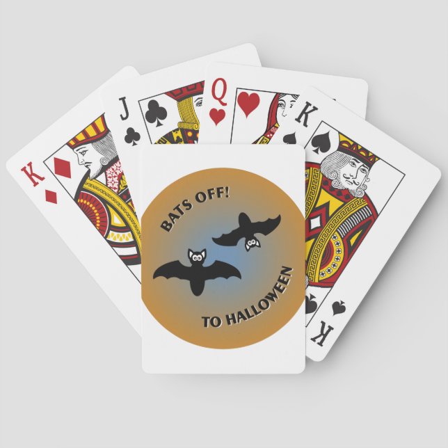 Halloween Bats Orange Blue Poker Cards (Back)