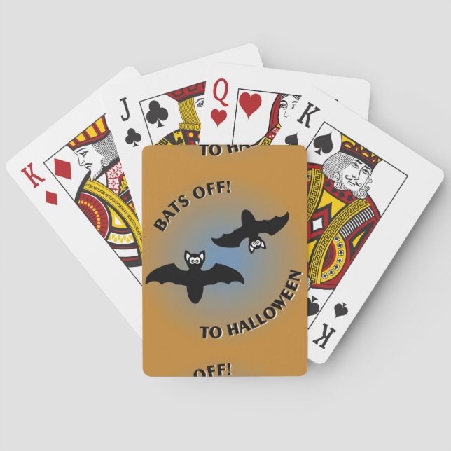 Halloween Bats Orange Blue Poker Cards (Back)