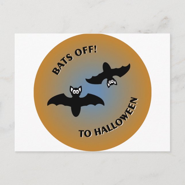 Halloween Bats Orange Blue Postcard (Front)
