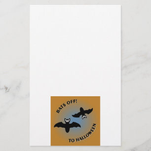 Halloween Bats Orange Blue Stationery