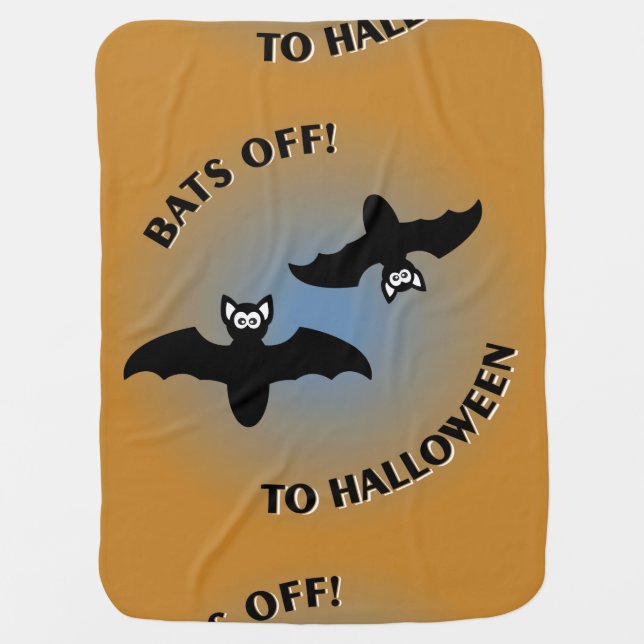 Halloween Bats Orange Blue Swaddle Blanket (Front)