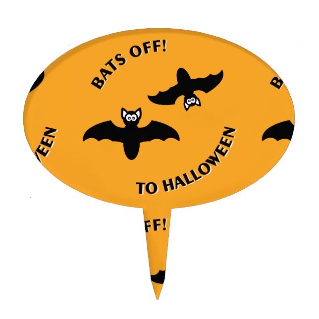 Halloween Bats Orange Cake Topper (Front)
