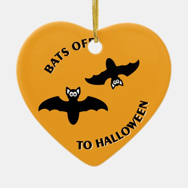 Halloween Bats Orange Ceramic Ornament (Front)