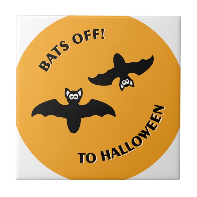 Halloween Bats Orange Ceramic Tile (Front)