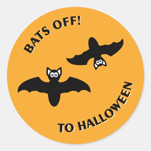 Halloween Bats Orange Classic Round Sticker (Front)