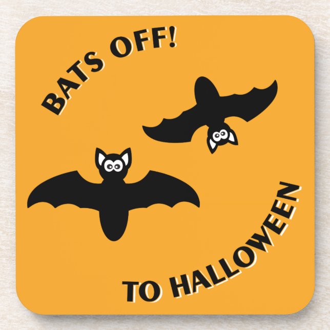 Halloween Bats Orange Drink Coaster (Front)