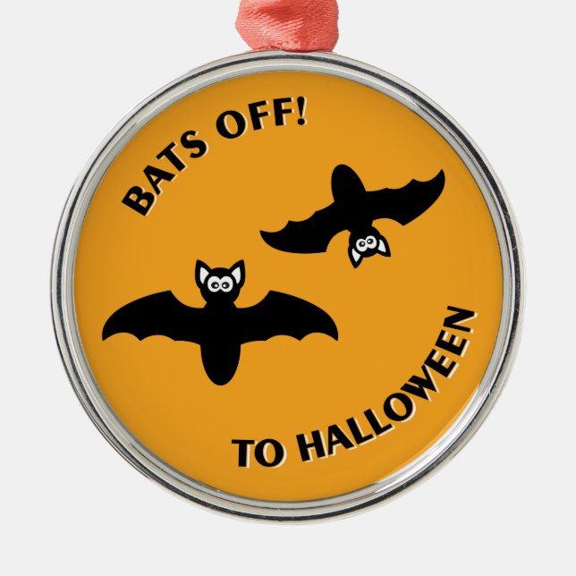 Halloween Bats Orange Metal Ornament (Front)