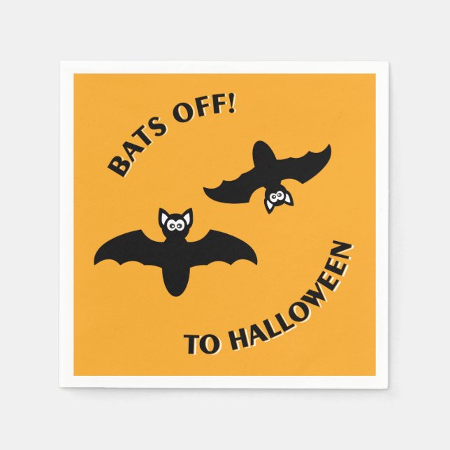 Halloween Bats Orange Napkins (Front)