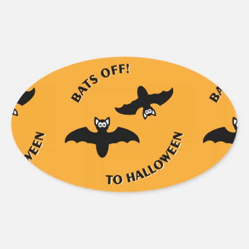 Halloween Bats Orange Oval Sticker