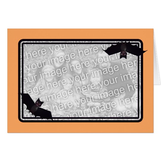 Halloween Bats Orange Photo Frame Card