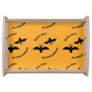 Halloween Bats Orange Serving Tray