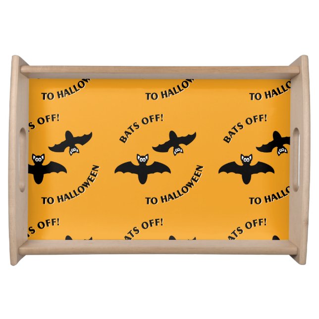 Halloween Bats Orange Serving Tray (Front)