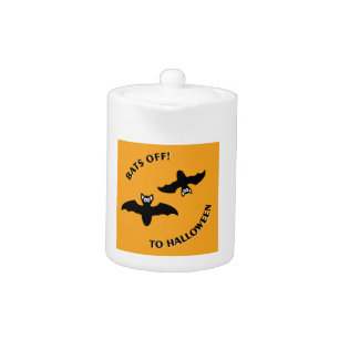 Halloween Bats Orange Teapot