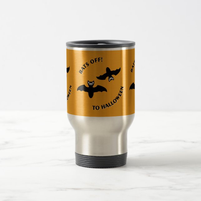 Halloween Bats Orange Travel Mug (Center)