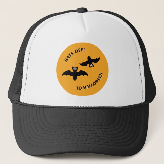 Halloween Bats Orange Trucker Hat (Front)