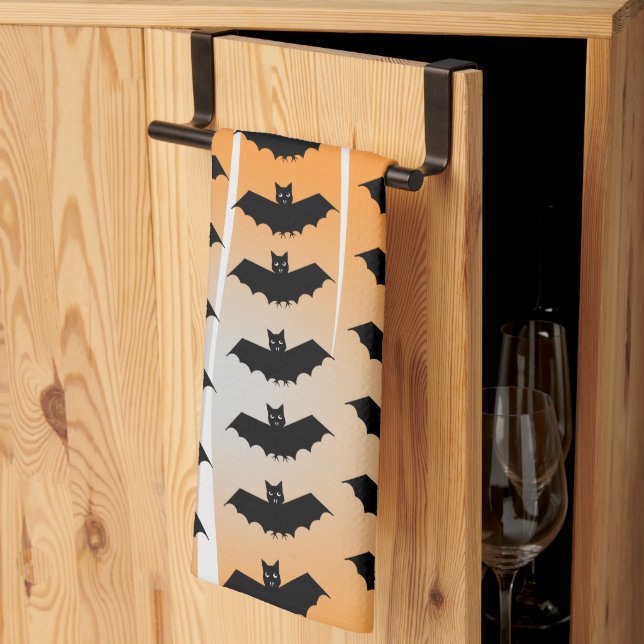 Halloween Bats Pattern Kitchen Towel (Thirds Fold)