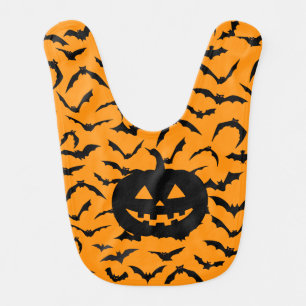 Halloween Bats Pumpkin Baby Bib