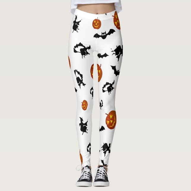 Halloween Bats, Pumpkins and Witches Leggings (Front)