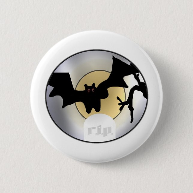 Halloween Bats RIP Button (Front)