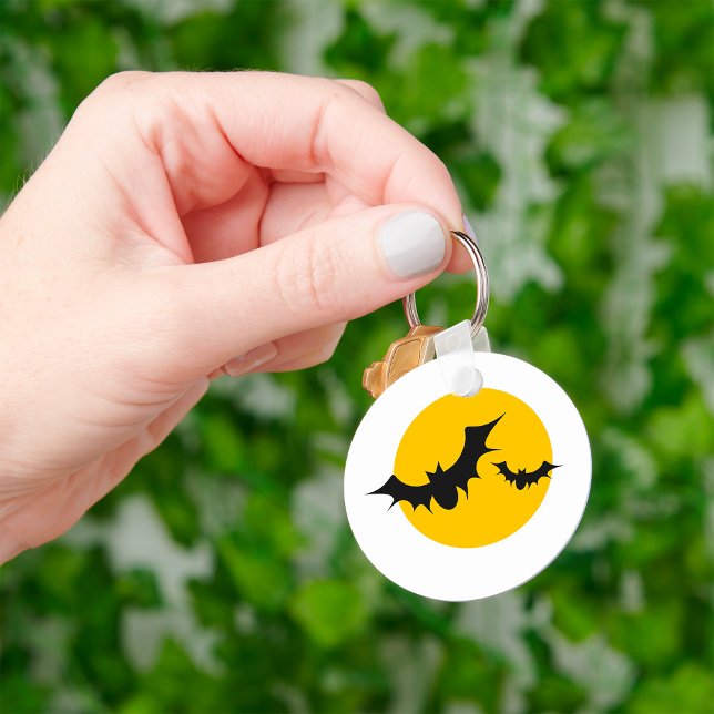 Halloween Bats Silhouette Full Moon Keychain (Creator Uploaded)