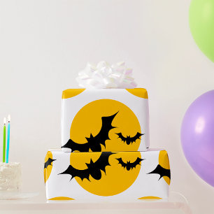 Halloween Bats Silhouette Full Moon Wrapping Paper