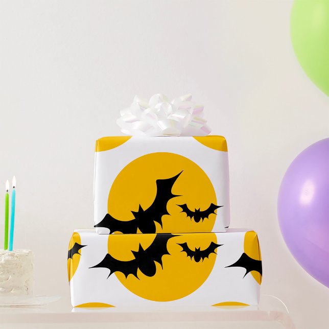 Halloween Bats Silhouette Full Moon Wrapping Paper (Creator Uploaded)