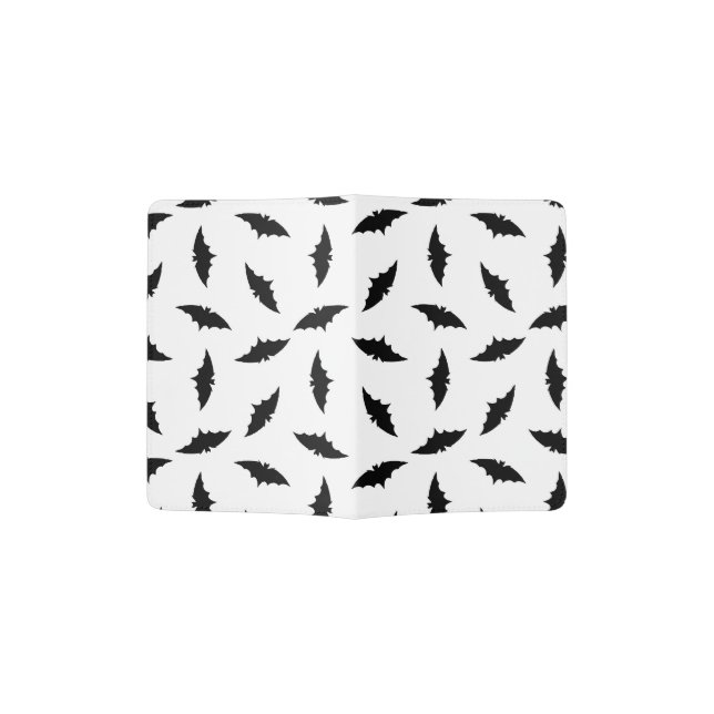 Halloween Bats Silhouette Shapes Bat Pattern Passport Holder (Opened)