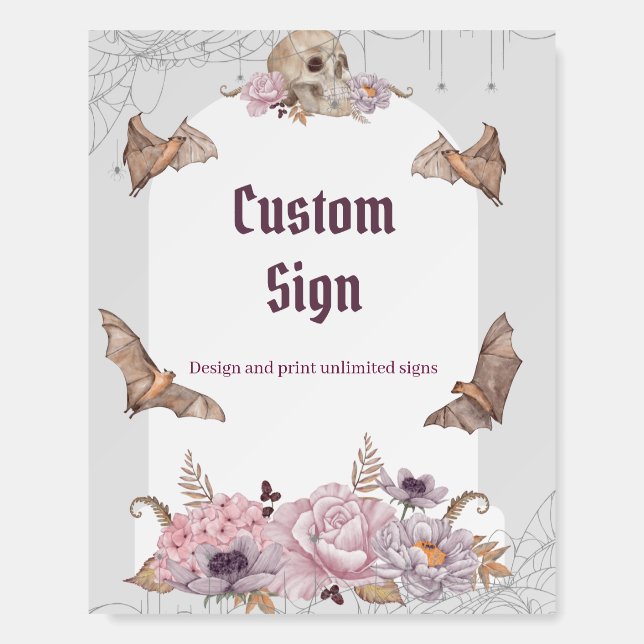 Halloween Bats Skull Custom Sign Foam Board (Front)