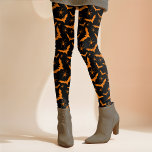 Halloween Bats Spiders Spooky Cute Orange Black Leggings<br><div class="desc">This fun Halloween design uses a random pattern of simple orange bats and spiders on a classic black background that can be customized to what ever color you would like. This fun design has a retro vibe and can be paired with any top throughout the fall and spooky season! Mix...</div>