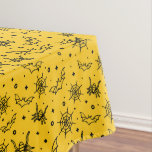 Halloween Bats Spiders Web on Small Yellow Tablecloth