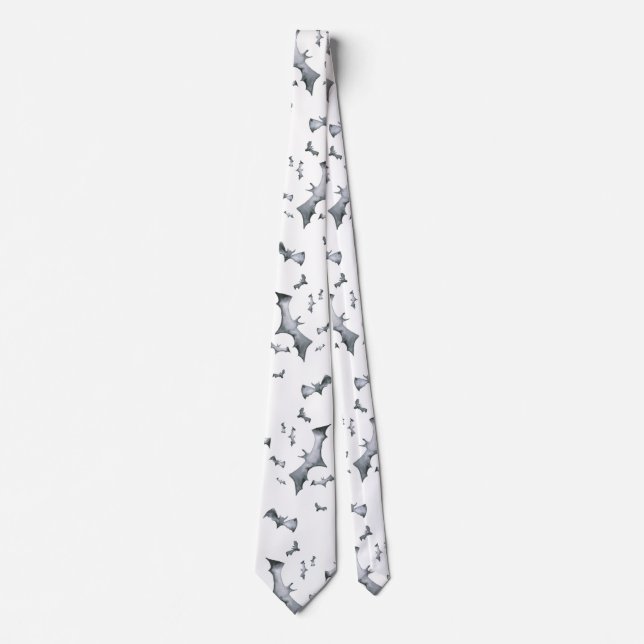 Halloween bats spooky pattern neck tie (Front)