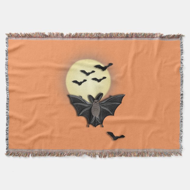 Halloween Bats Throw Blanket (Front)