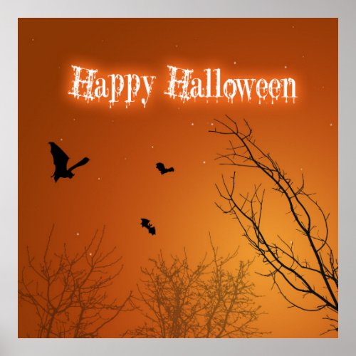 Halloween Bats  Trees _ Poster