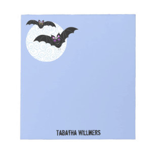 Halloween Bats with Moon Personalized 5.5 x 6 Notepad