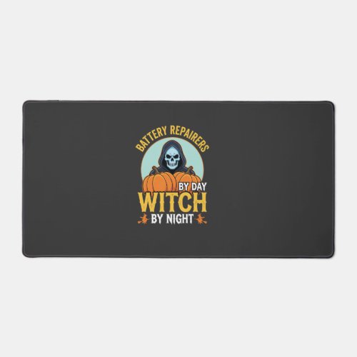 Halloween Battery Repairer Witch By Night Design Desk Mat
