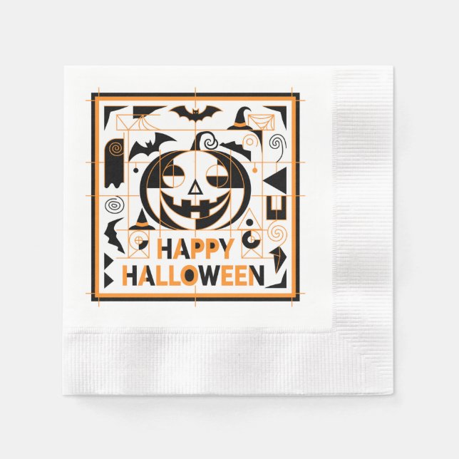 Halloween Bauhaus Pumpkin Napkins (Front)