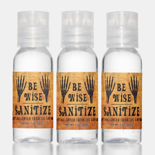 Halloween BE WISE SANITIZE Fun Party Favor Hand Sanitizer