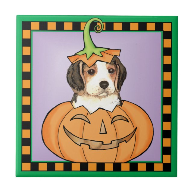 Halloween Beagle Ceramic Tile (Front)