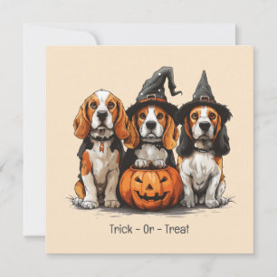 Halloween Beagle Dogs Jack O Lantern Invitation