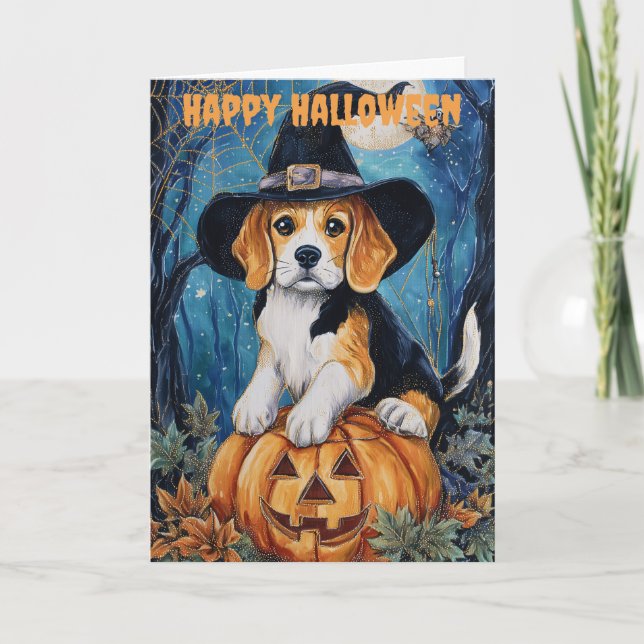 Halloween Beagle Holiday Card (Front)