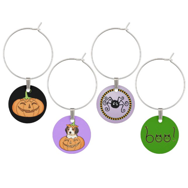 Halloween Beagle Wine Charm (Staggered)