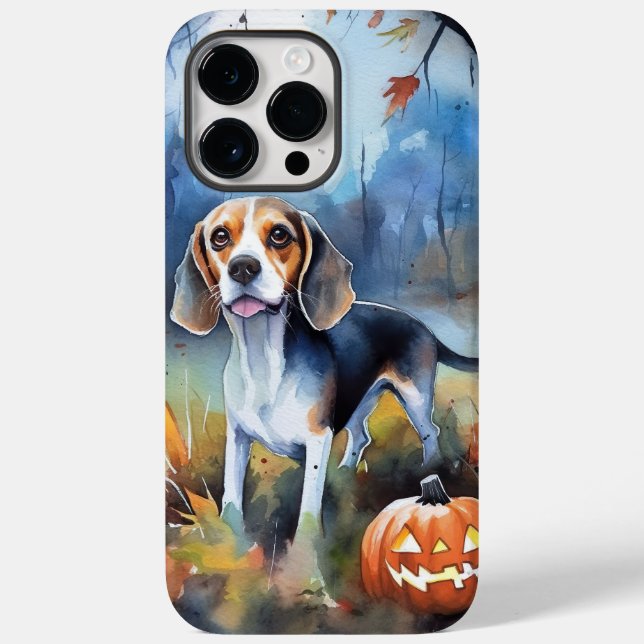 Halloween Beagle With Pumpkins Scary Case-Mate iPhone Case (Back)