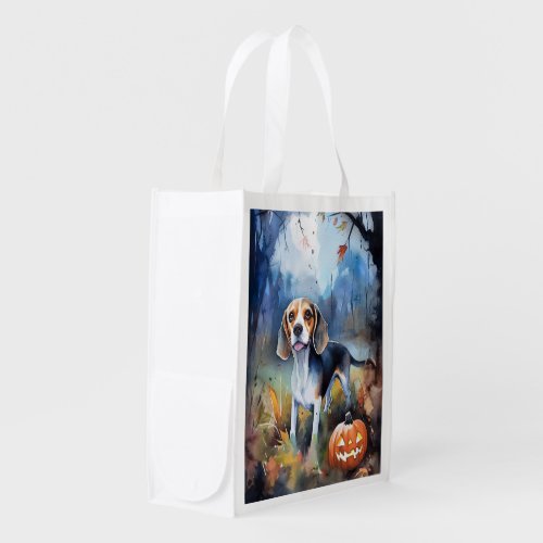 Halloween Beagle With Pumpkins Scary Grocery Bag