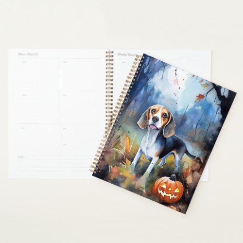 Halloween Beagle With Pumpkins Scary Planner