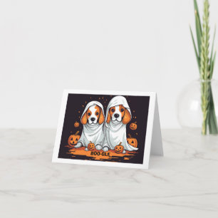 Halloween Beagles in Funny Ghost Costume Card