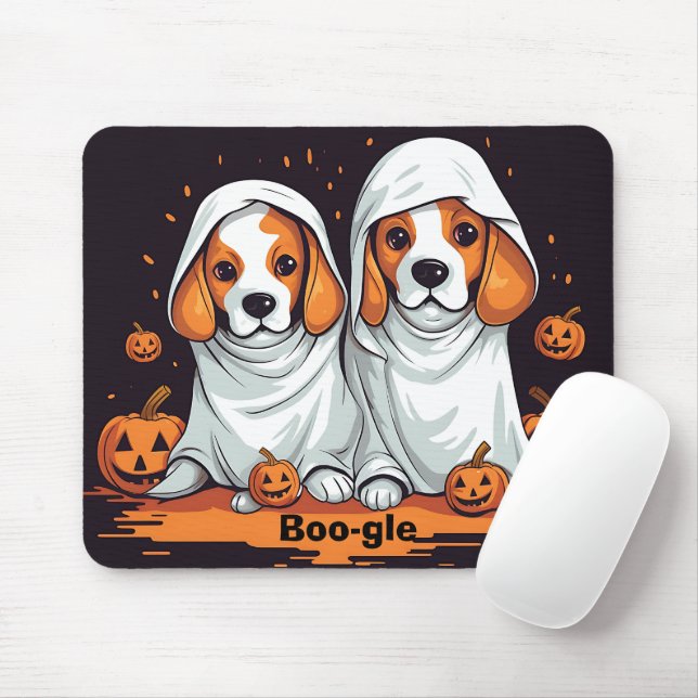 Halloween Beagles in Funny Ghost Costume Mouse Pad (With Mouse)